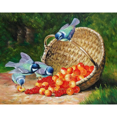 Картина по номерам на холсте 40*50 см Colibri "Птички и ягоды" (VA-0495)
