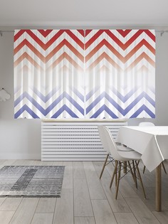 Шторы под лён «Зигзаги с градиентом», серия Oxford DeLux, 290х180 см Joy Arty