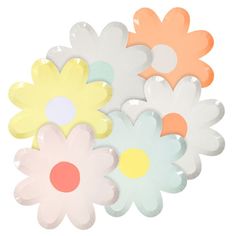 Тарелки разноцветные "Цветочек и листик" Meri Meri