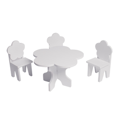 Набор мебели для кукол PAREMO PFD120-42 Цветок стол + стулья, белый