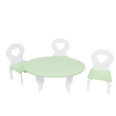 Набор мебели для кукол PAREMO PFD120-51 Шик стол + стулья, белый/салатовый