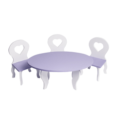 Набор мебели для кукол PAREMO PFD120-50 Шик стол + стулья, белый/фиолетовый