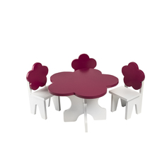 Набор мебели для кукол PAREMO PFD120-44 Цветок стол + стулья, белый/ягодный
