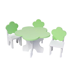 Набор мебели для кукол PAREMO PFD120-46 Цветок стол + стулья, белый/салатовый