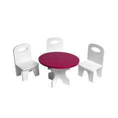 Набор мебели для кукол PAREMO PFD120-39 Классика стол + стулья, белый/ягодный