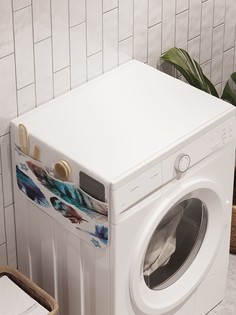 Органайзер "Перьевые круги" на стиральную машину, 45x120 см Ambesonne