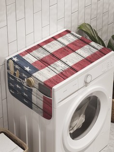 Органайзер "Флаг США на старых рейках" на стиральную машину, 45x120 см Ambesonne