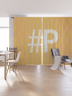 JoyArty Шторы под лён «Оранжевая p с хештэгом», серия Oxford DeLux, 340х265 см