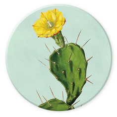 Подставка для кружек, "Желтый кактус", зеленый, 10х10х1 см, Blonder Home BH-STND-02