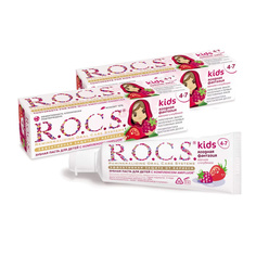 Зубная паста для детей ROCS KIDS МАЛИНА и КЛУБНИКА, 45 гр (в наборе 2 штуки) R.O.C.S.