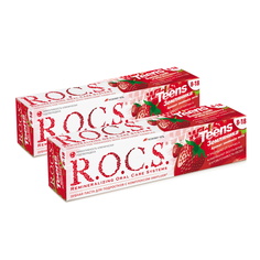 Зубная паста для школьников ROCS TEENS ЗЕМЛЯНИКА, 74 гр (в наборе 2 штуки) R.O.C.S.