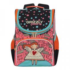 Школьный ранец Grizzly для девочки, розовый/черный