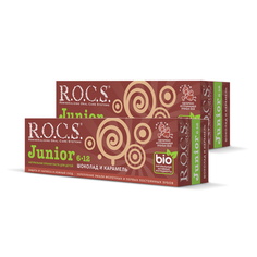 Зубная паста для детей 6-12 лет ROCS JUNIOR ШОКОЛАД и КАРАМЕЛЬ, 74 гр (в наборе 2 штуки) R.O.C.S.