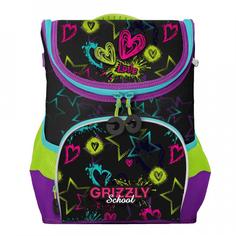 Школьный ранец Grizzly для девочки, черный/фиолетовый