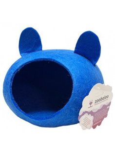 Домик для грызунов Zoobaloo Woolpethouse с ушками, синий, XS, 25х25х15 см