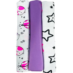 Пеленка трикотажная Планетки девочка 120х90 3шт 12112-1 Папитто