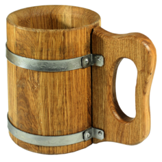 Кружка пивная дубовая, 1 литр No Brand