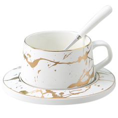 Чашка с блюдцем, "Золотистый мрамор", цвет белый, MARMA MM-CUP-06