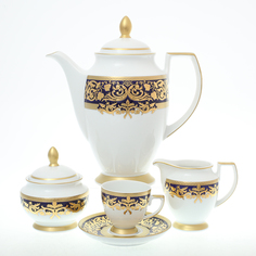 Кофейный сервиз Falkenporzellan Natalia cobalt gold на 6 персон 17 предметов