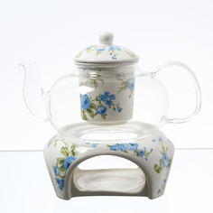 Чайник стеклянный на форфоровой подставке Royal Classics