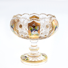 Конфетница золото на ножке Bohemia Max Crystal 13 см