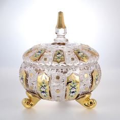 Конфетница с крышкой золото Bohemia Max Crystal