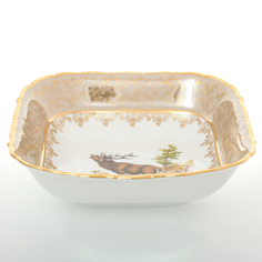 Салатник квадратный Sterne porcelan Охота Бежевая 25см