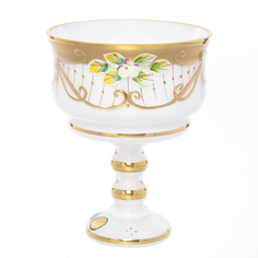 Конфетница на ножке Star Crystal Лепка белая 13см