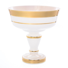 Конфетница на ножке Star Crystal Лепка белая 16см