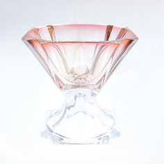 Конфетница на ножке розовая Bohemia Gold Metropolitan 21 см