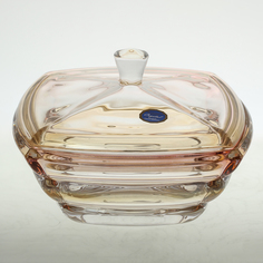 Конфетница с крышкой Bohemia Gold Segment красная 20см