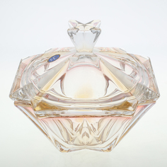 Конфетница с крышкой красная Bohemia Gold Metropolitan 22 см