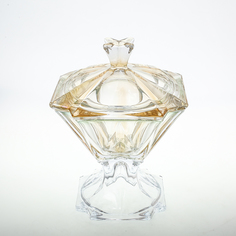 Конфетница с крышкой зеленая Bohemia Gold Metropolitan 26см