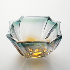 Конфетница зеленая Bohemia Gold Neptune 13 см