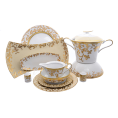 Столовый сервиз круглый Falkenporzellan Tosca Creme Gold 6 персон 27 предметов