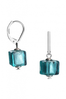 Серьги Perla Piccolo Cubo 09030266 изумрудные Bottega Murano