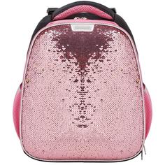 Ранец №1 School Sparkle Rose gold розовый с пайетками