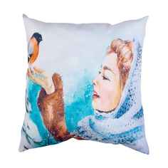 Сирень Декоративная подушка Зимушка-Зима Цвет: Белый (40х40)