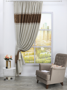 Штора Amore Mio Блэкаут жаккардовый 2,0x2,7 1 шт. Коричневый