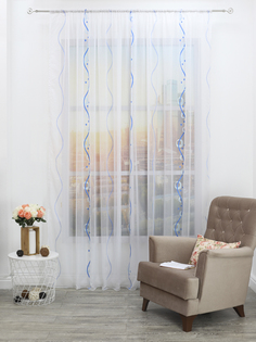 Штора Amore Mio Фентези жаккард 3,0x2,7 1 шт. Голубой/белый