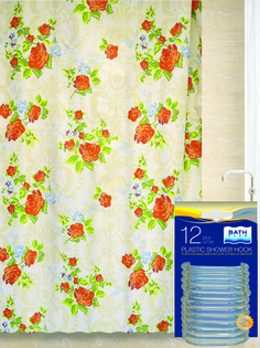 Комплект штора для ванной и кольца BATH PLUS ak21218/2-P
