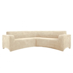 Чехол на угловой диван плюшевый Venera "Corner cover soft", цвет: светло-бежевый