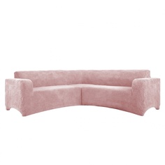 Чехол на угловой диван плюшевый Venera "Corner cover soft", цвет: розовый