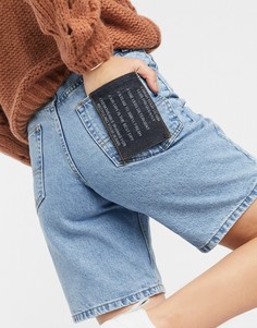 Синие широкие шорты с завышенной талией ASOS DESIGN-Синий
