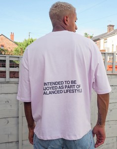 Лавандовая футболка в стиле oversized с принтом на спине ASOS DESIGN-Фиолетовый