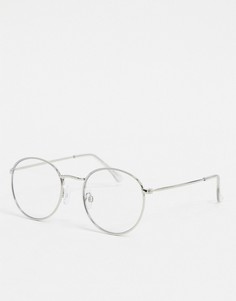 Круглые очки с прозрачными стеклами Topman-Серебряный