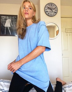 Голубая футболка в стиле oversized с декоративными швами ASOS DESIGN-Синий