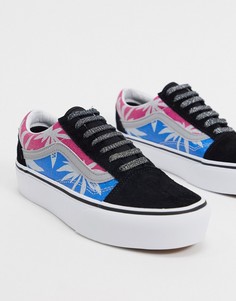 Кроссовки на белой платформе с лиственным принтом Vans Old Skool-Мульти