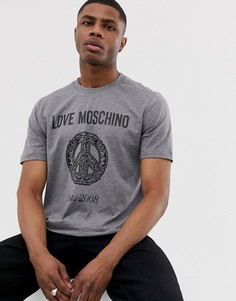 Футболка с отделкой в барочном стиле Love Moschino-Серый