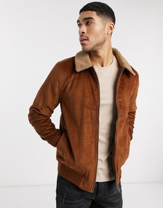 Светло-коричневая вельветовая куртка с воротником из искусственного меха Burton Menswear-Коричневый